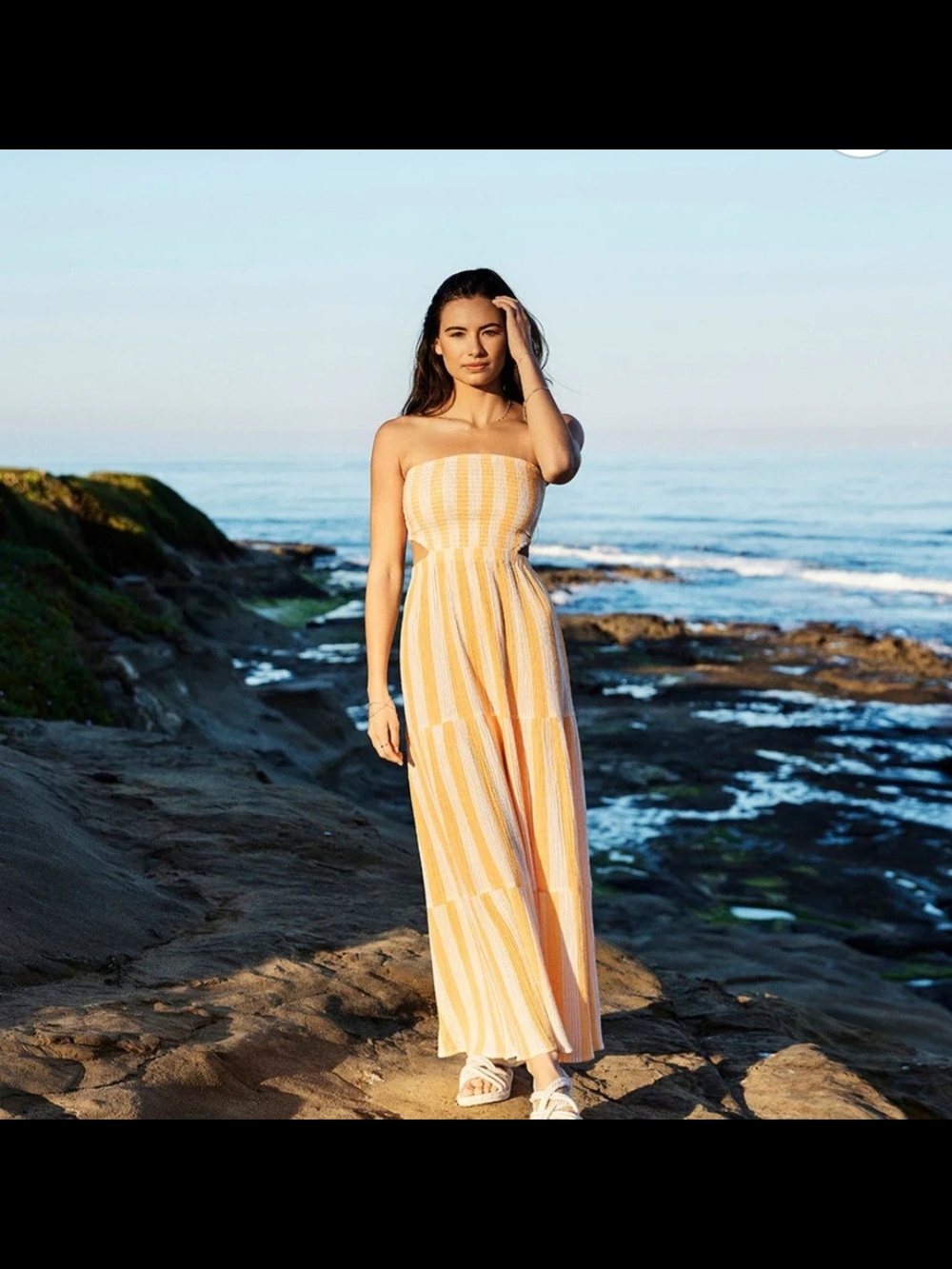 Rip Curl Premium Surf Stripe Maxi Dress In Mango